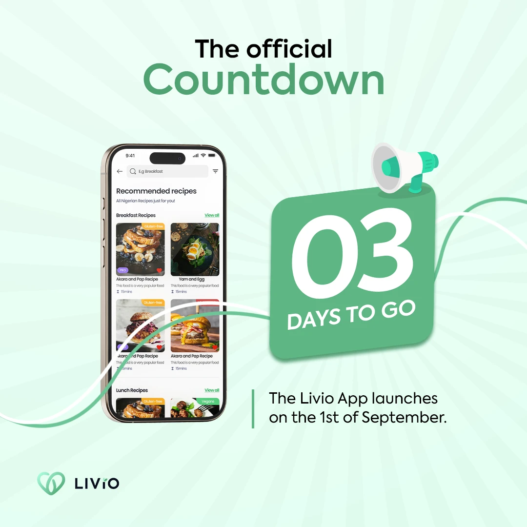 Livio app launch countdown, three days to go