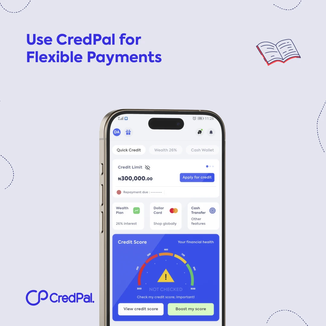 CredPal post 'Use CredPal for Flexible Payments': closing slide with a real app dashboard screenshot, on a dark blue background.