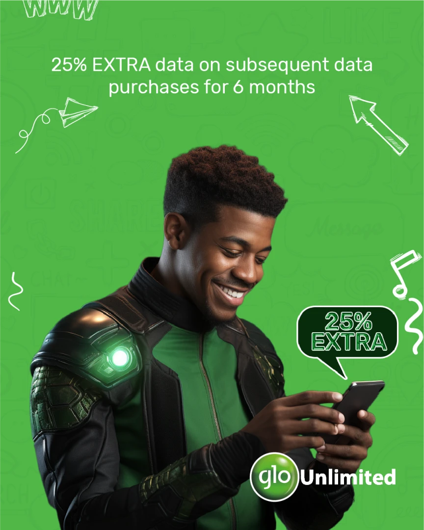 Green edition: 'Reliable and super-fast internet experience', on a solid green background — same offer copy as the white edition.