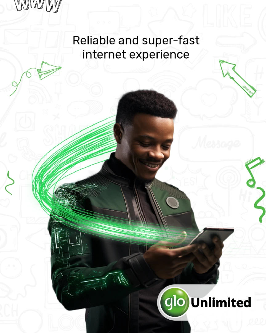 White edition: 'Reliable and super-fast internet experience', on a white background.