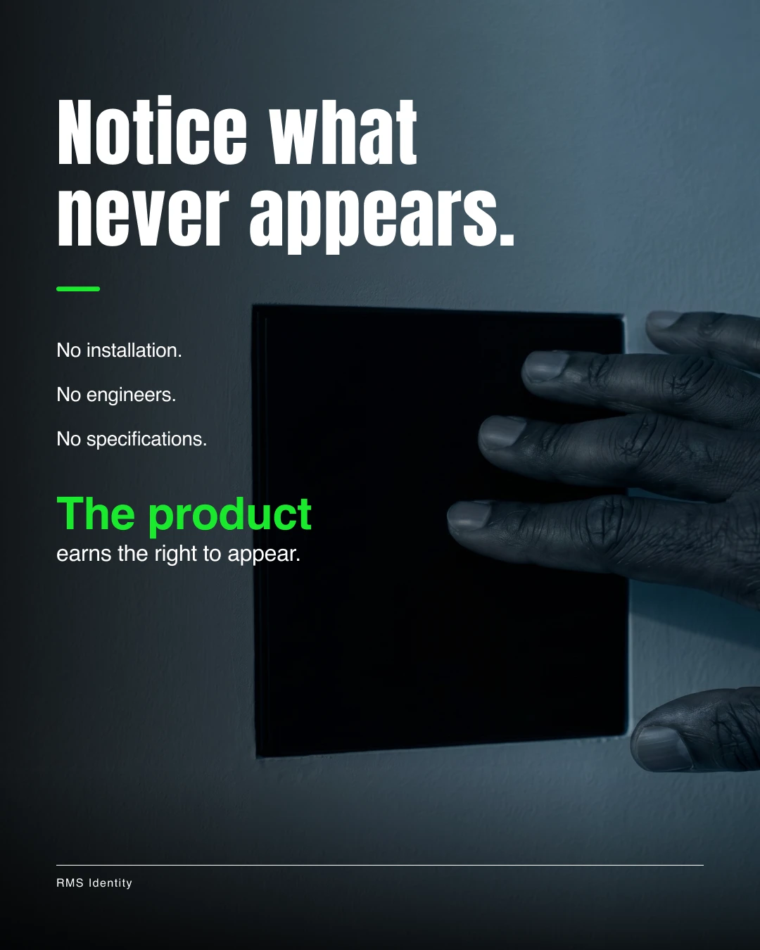 RMS Identity system, product-led demonstration layout