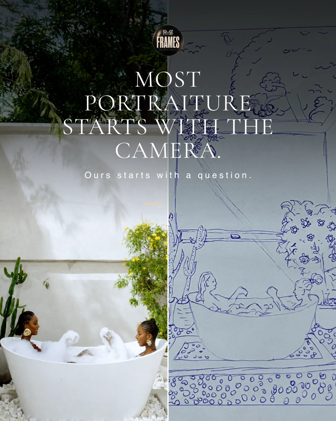 RMS Frames — photography paired with process sketch